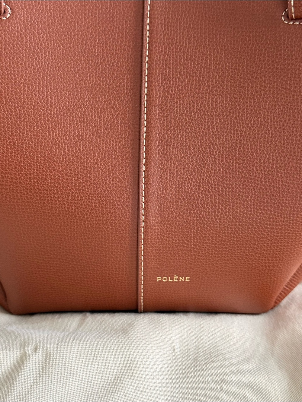 Polene Cyme Mini Cognac Tote with Top Handles - Picture 5 of 9